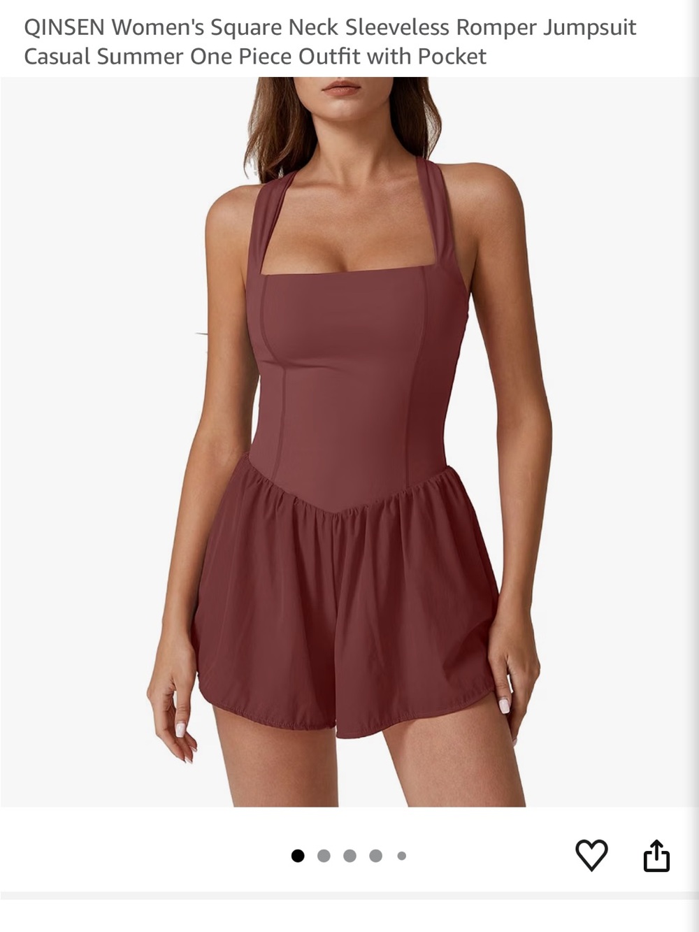 Square Neck Sleeveless Romper in Burgundy
